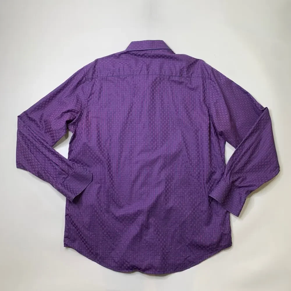 Bugatchi Uomo Shirt Mens L Large Classic Fit Geo Monogram Long Sleeve Button Up